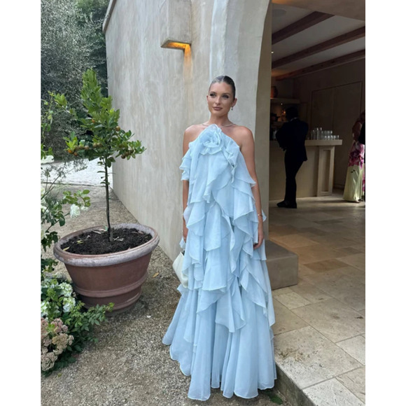 Aje Pandorea Layered Maxi Dress Silver Blue US 4 - Picture 4 of 7